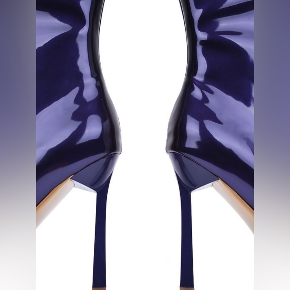 Cape Robbin Shiny Navy Heeled Boots - Picture 2 of 6